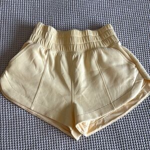 Women's Cream Elastic Waist Shorts